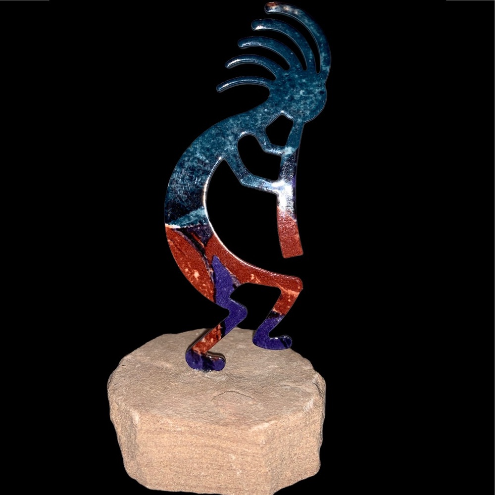 Colorful Kokopelli Metal Sculpture